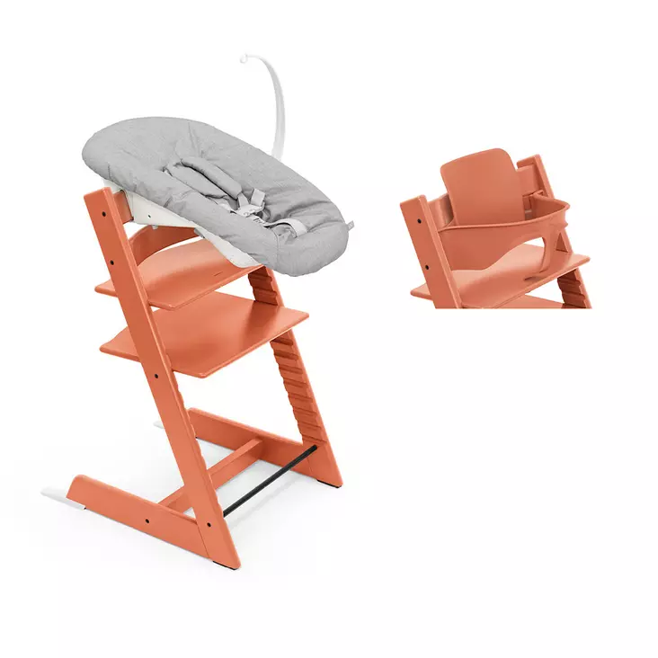 Stokke Tripp Trapp syöttötuoli etukaarella ja Newborn Set -istuimella - Syöttötuolit - 7040355261010 - 1