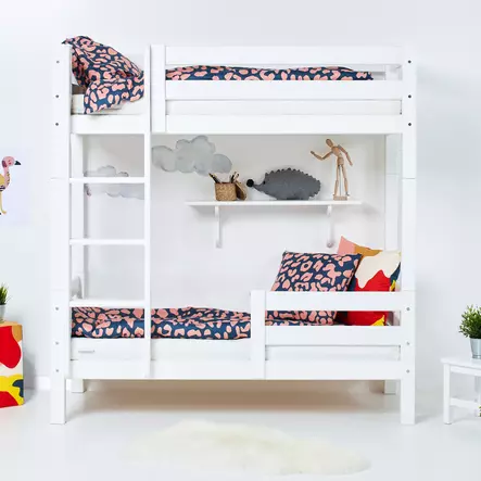 Korkea kerrossänky portailla 70x160cm, 1/2 turvalaita - valkoinen - Lasten sängyt ja lisäosat - 5706558044101 - 2