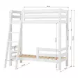 Korkea kerrossänky 70x160cm, viistot portaat, 1/2 turvalaita - valkoinen - Lasten sängyt ja lisäosat - 5706558044132 - 6