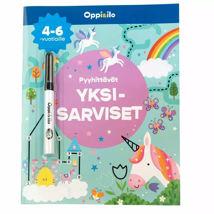 Oppi ja ilo Pyyhittävät yksisarviset - Kirjat, vihkot ja kirjaimet - 9789526372952 - 1