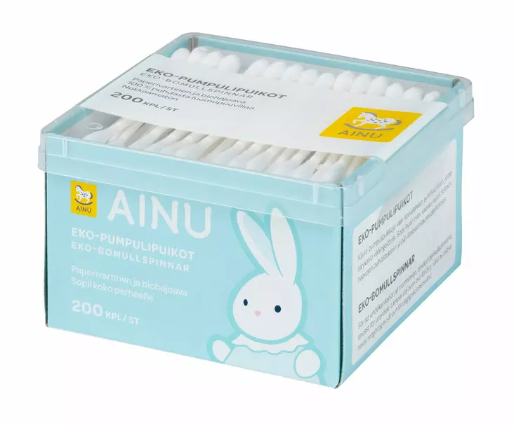 Ainu pumpulipuikot ECO 200kpl - Vanupuikot ja vanutyynyt - 6414505045062 - 1