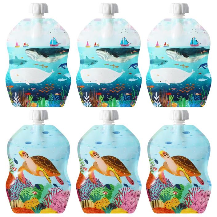ChooMee smoothiepussi SeaLife 6 kpl - Napostelupurkit ja syömäavut - 858195004342 - 1