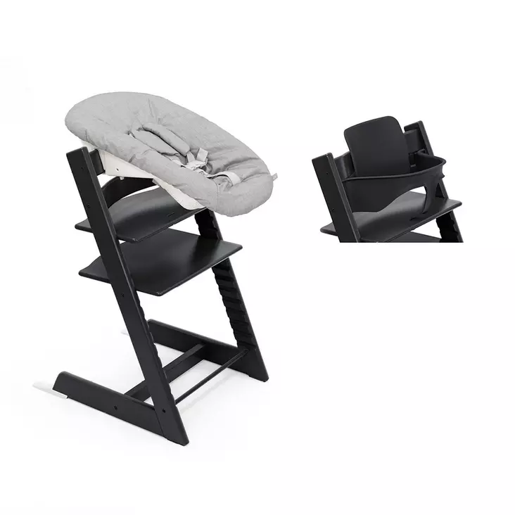 Stokke Tripp Trapp syöttötuoli etukaarella ja Newborn Set -istuimella - Syöttötuolit - 7040355261002 - 1