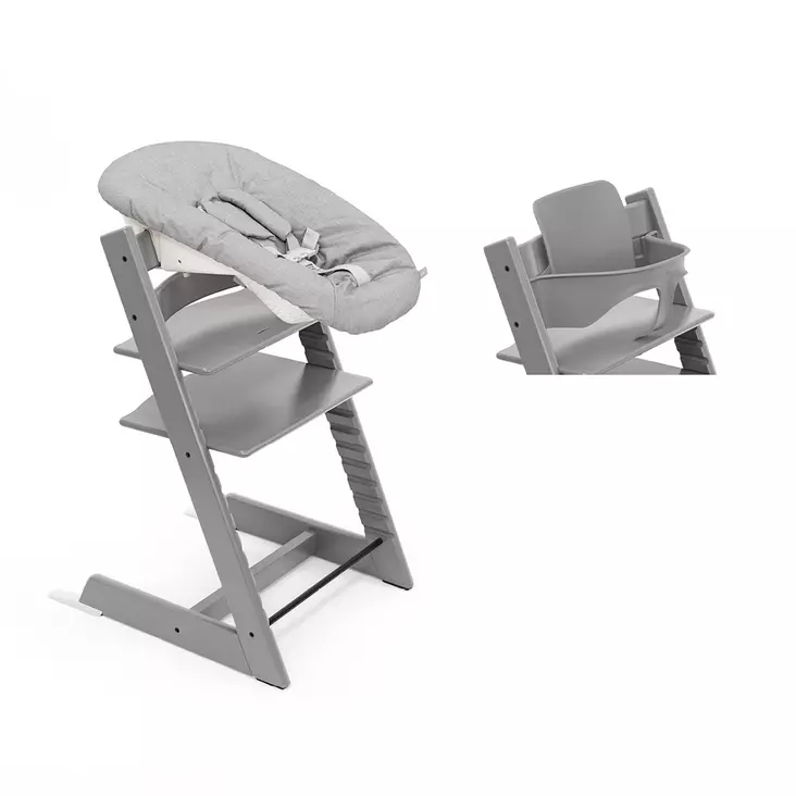 Stokke Tripp Trapp syöttötuoli etukaarella ja Newborn Set -istuimella - Syöttötuolit - 7040355261003 - 1