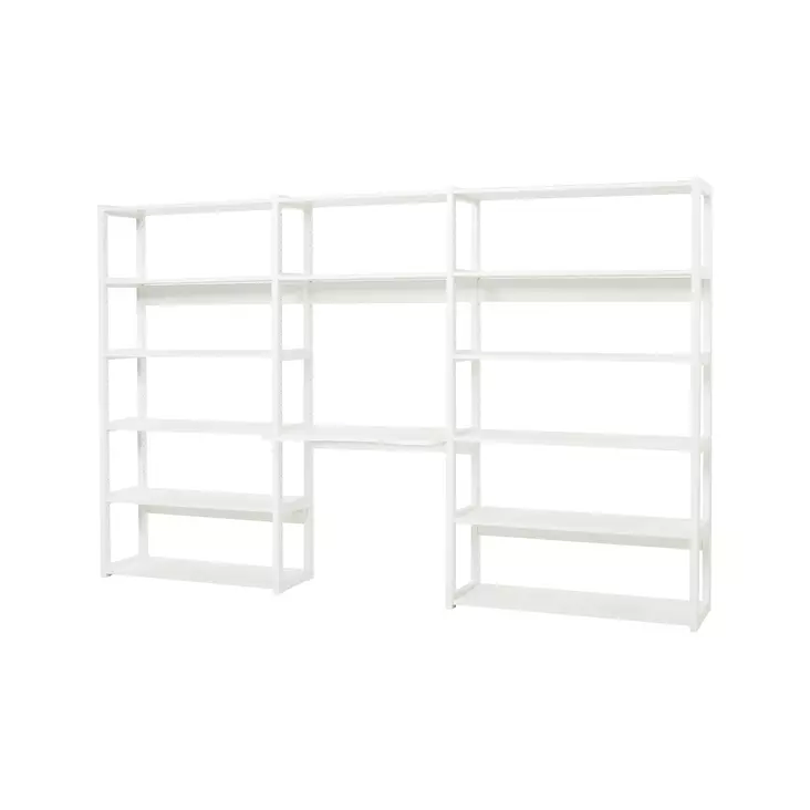 STOREY kirjahylly, 3 kokonaisuutta, hyllyt 14kpl, pöytälevy 80cm - valkoinen - Hyllykokonaisuudet - 5706558036403 - 1