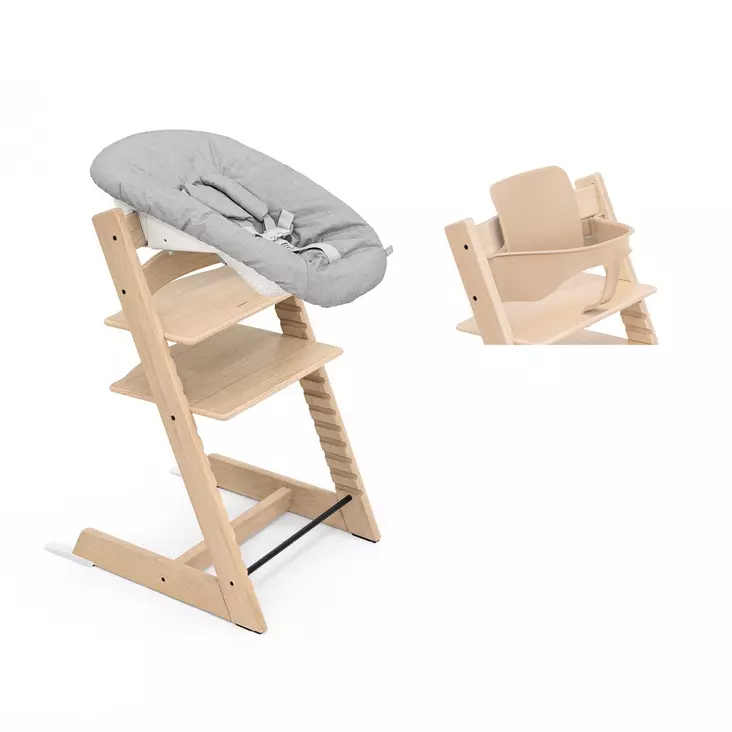 Stokke Tripp Trapp syöttötuoli etukaarella ja Newborn Set -istuimella - Syöttötuolit - 7040355261004 - 1
