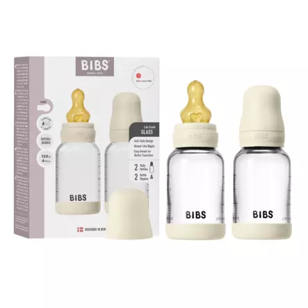 BIBS lasinen tuttipullo 2kpl 120ml - Lasiset tuttipullot - 5713795274925 - 2
