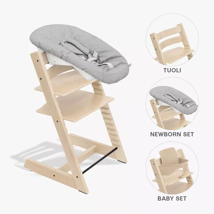 Stokke Tripp Trapp syöttötuoli bundle etukaarella ja Newborn Setilla - Syöttötuolit - 7040356857005 - 1