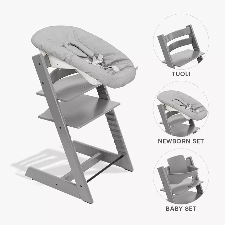 Stokke Tripp Trapp syöttötuoli bundle etukaarella ja Newborn Setilla - Syöttötuolit - 7040356860005 - 1