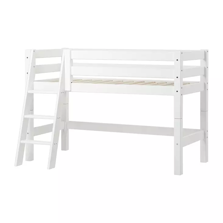 ECO Luxury puolikorkea sänky 70x160cm kaltevilla portailla - valkoinen - Lasten sängyt ja lisäosat - 5706558026466 - 1