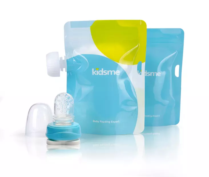 Kidsme täytettävä ruokapussi+adapteri - Napostelupurkit ja syömäavut - 4893014873816 - 1