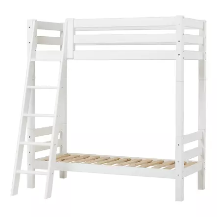 Korkea kerrossänky viistoilla portailla 70x160cm - valkoinen - Lasten sängyt ja lisäosat - 5706558044057 - 1