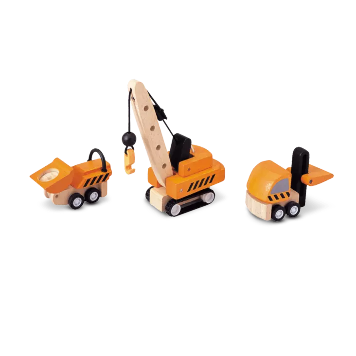 PlanToys puiset rakennuskoneet - Puulelut - 8854740060877 - 1