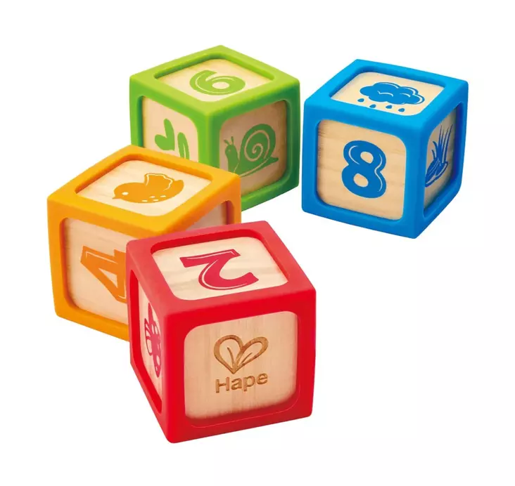 Hape puupalikat silikonireunalla - Puulelut - 6943478051348 - 1