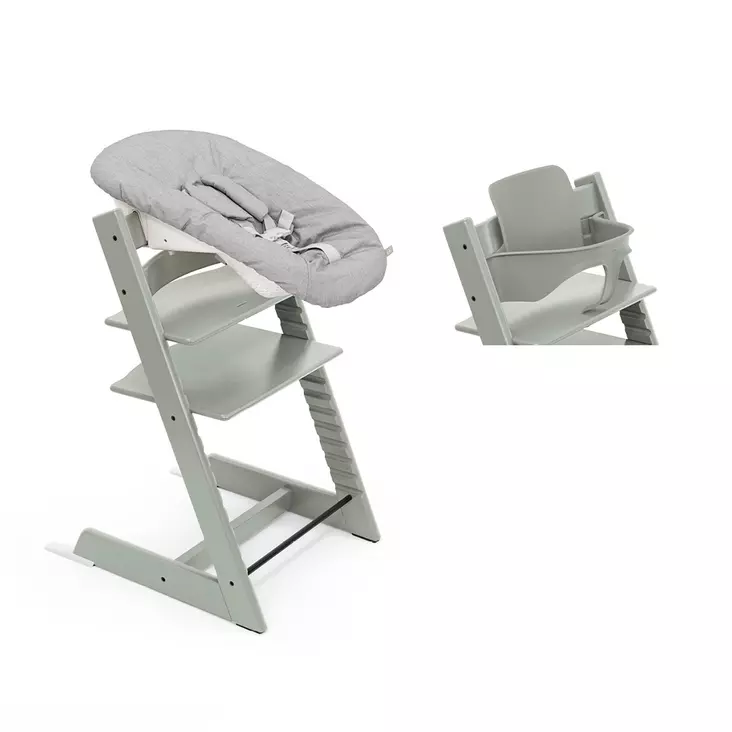 Stokke Tripp Trapp syöttötuoli etukaarella ja Newborn Set -istuimella - Syöttötuolit - 7040355261009 - 1