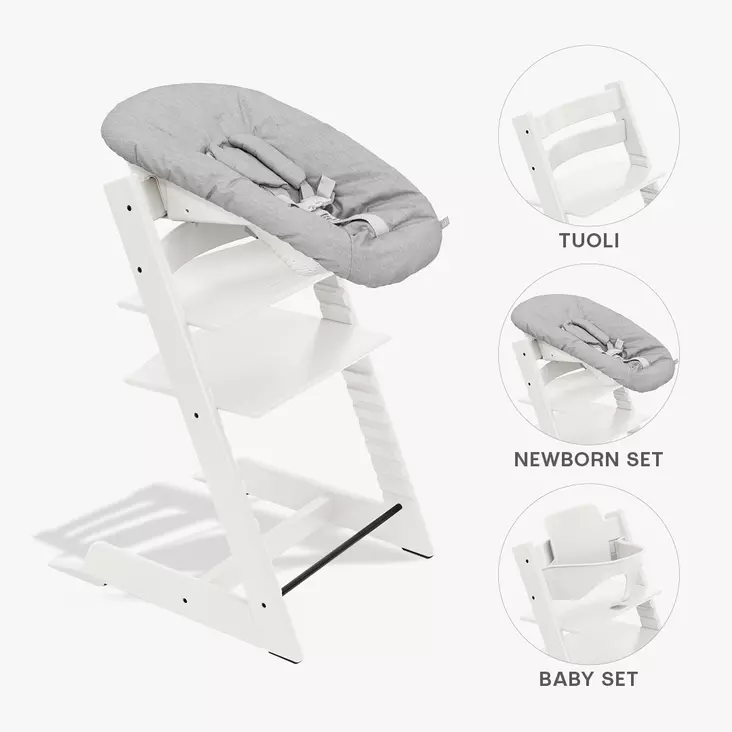Stokke Tripp Trapp syöttötuoli bundle etukaarella ja Newborn Setilla - Syöttötuolit - 7040356859009 - 1